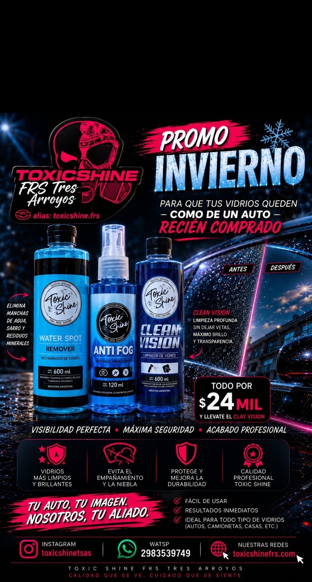 TOXIC SHINE FRS LANZA SU PROMO INVIERNO PARA MEJORAR LA VISIBILIDAD Y SEGURIDAD AL CONDUCIR